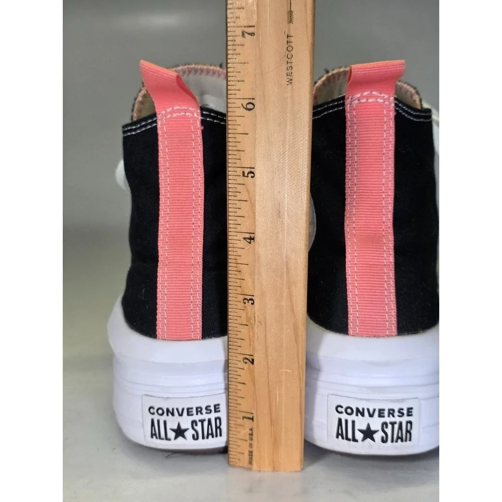 Converse All Star Kids Sneakers Size‎ 4 Black White Pink Platform Shoes 271716C